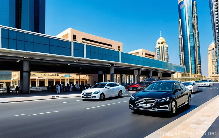 아랍어권에서의 교통 문화 - **"A vibrant, near-future urban landscape showcasing advanced and sustainable transportation. In the...