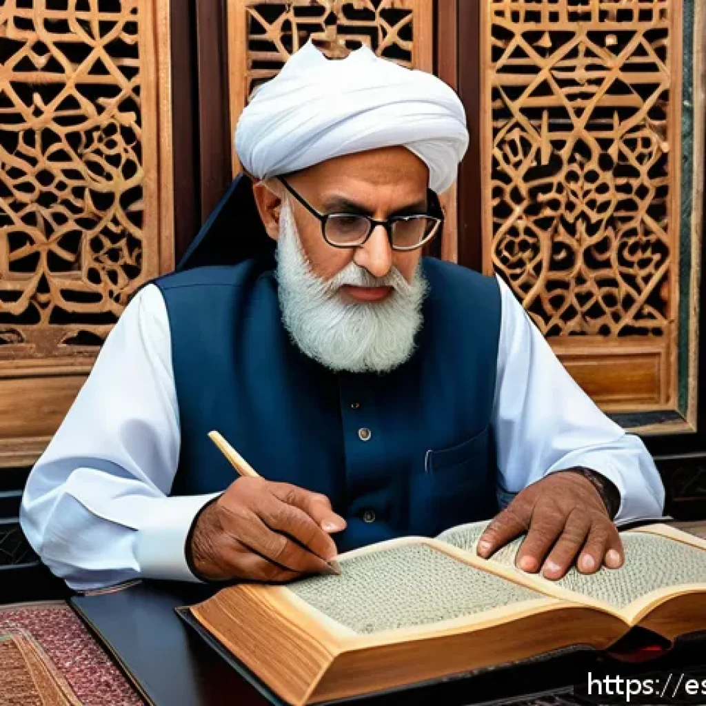 아랍어와 우르두어 유사점 - A detailed scene of a traditional South Asian scholar’s study room blending Arabic and Urdu cultural...